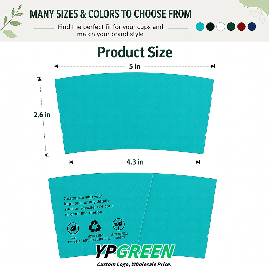 Cyan Kraft Paper Coffee Cup Sleeves For 10, 12, 16, 20 oz Paper & Plastic Cups Factory