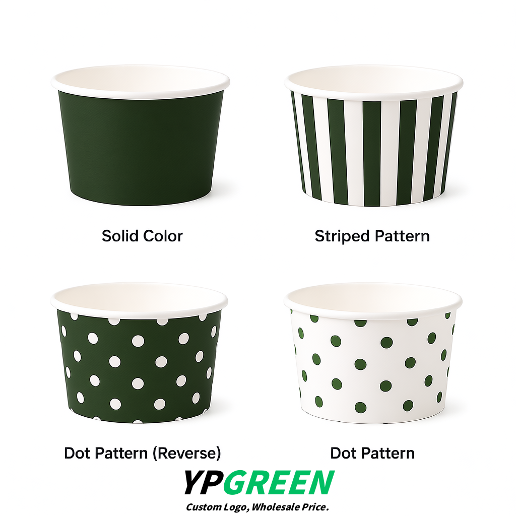 Dark Green Paper Gelato Takeaway Cup 2-10oz Disposable Ice Cream Bowls with Lids Factory Dark Green Paper Gelato Takeaway Cup 2-10oz Disposable Ice Cream Bowls with Lids Factory