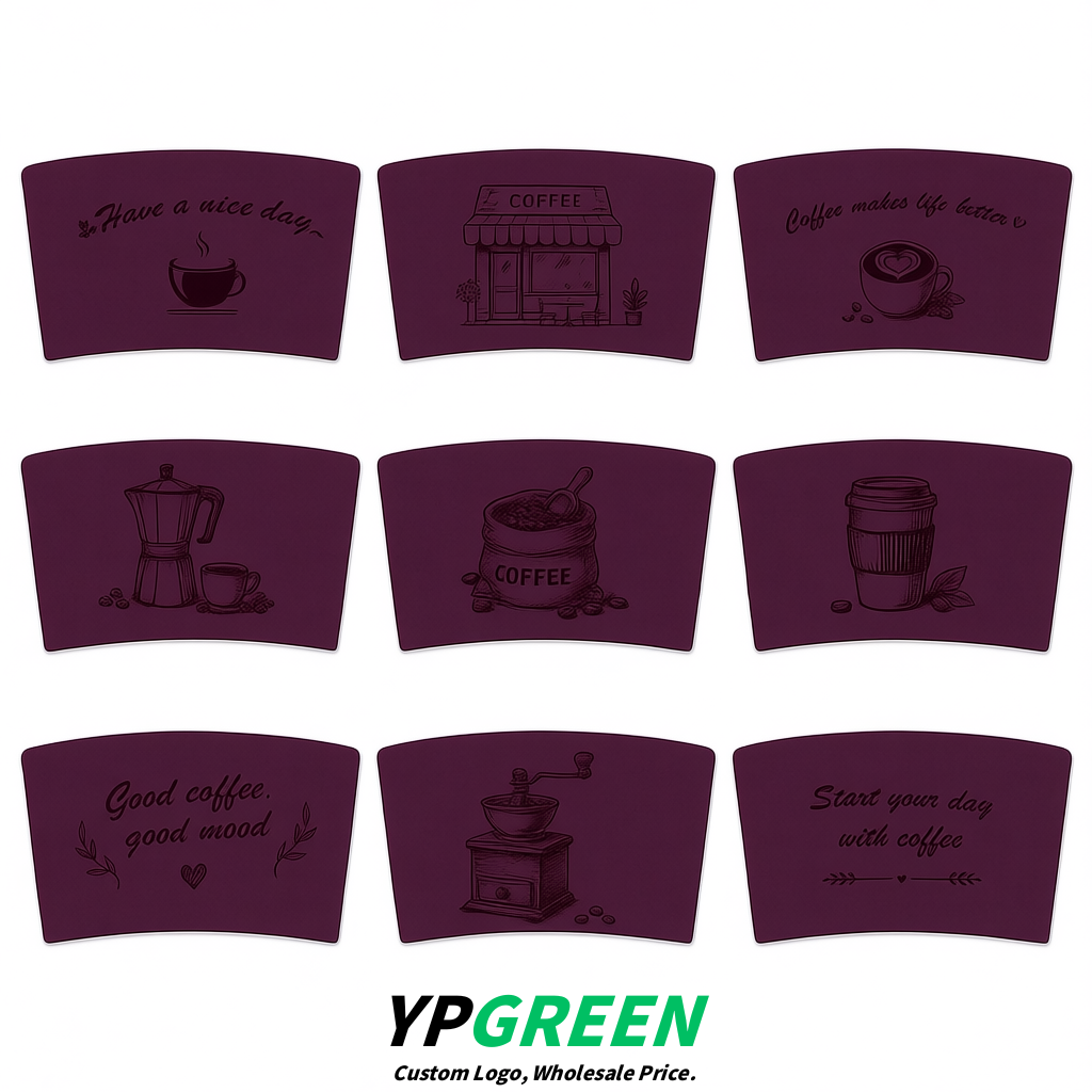 Dark Violet Kraft Paper Coffee Cup Sleeves For 10, 12, 16, 20 oz Paper & Plastic Cups Factory