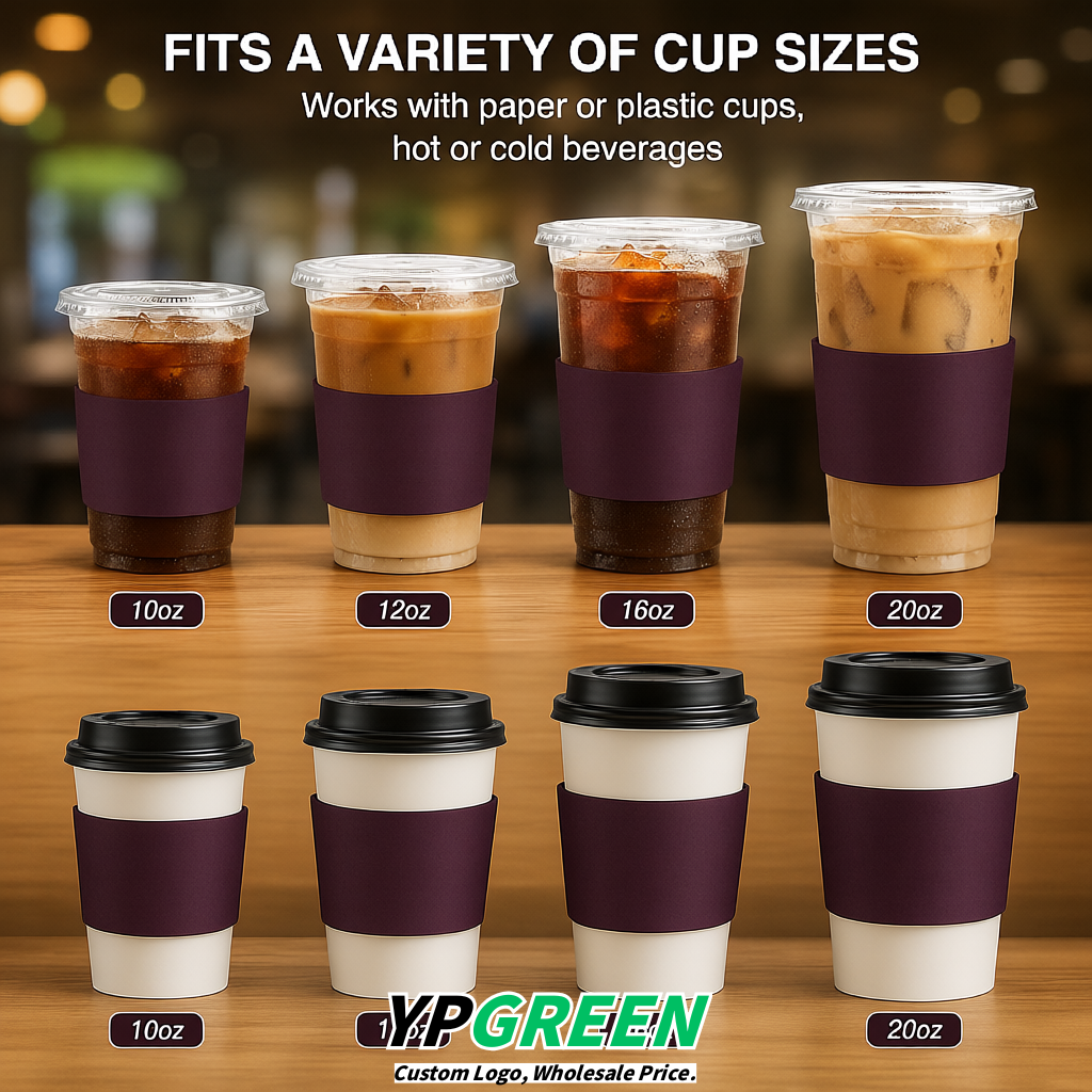Dark Violet Kraft Paper Coffee Cup Sleeves For 10, 12, 16, 20 oz Paper & Plastic Cups Factory
