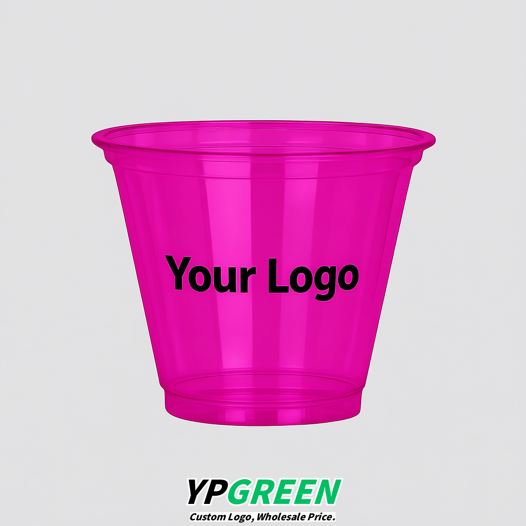 Fuchsia Iced Latte Plastic Cup 260ml Disposable Clear Cup 9.2×5.5×7.1cm
