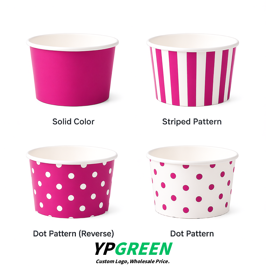 Fuchsia Paper Gelato Takeaway Cup 2-10oz Disposable Ice Cream Bowls with Lids Factory
