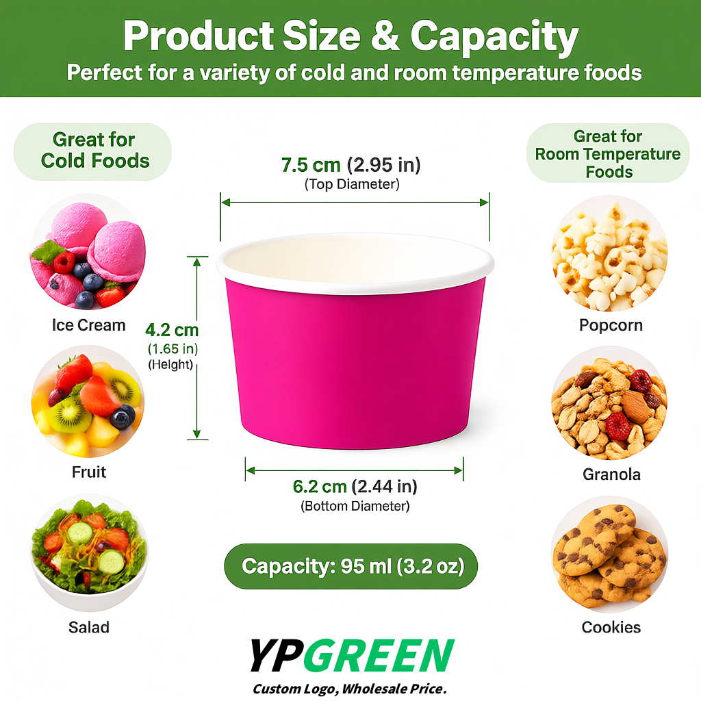 Fuchsia Paper Gelato Takeaway Cup 2-10oz Disposable Ice Cream Bowls with Lids Factory