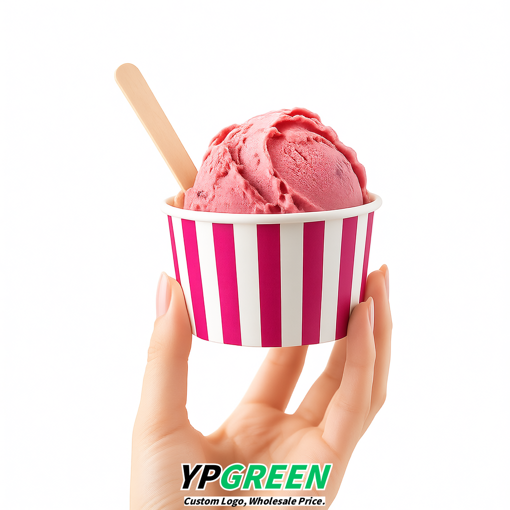 Fuchsia Paper Gelato Takeaway Cup 2-10oz Disposable Ice Cream Bowls with Lids Factory