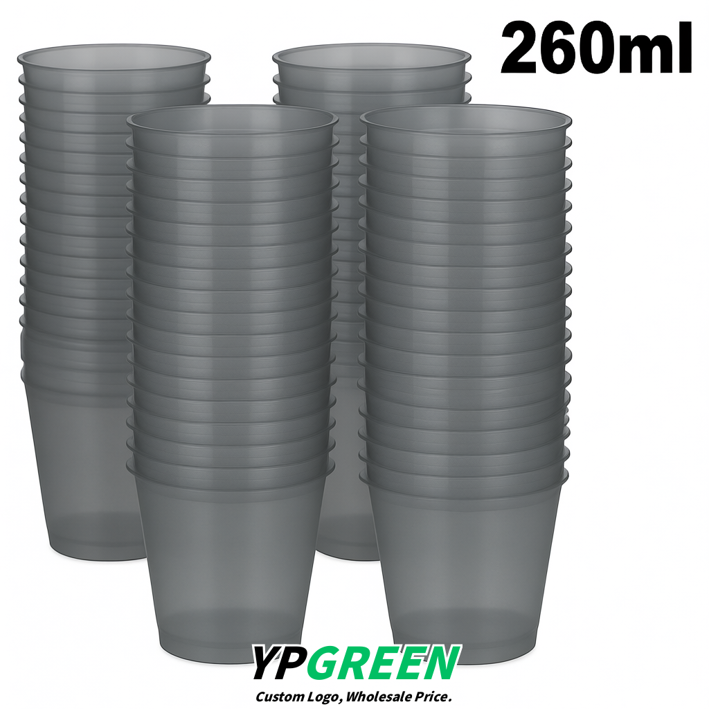 Gray Iced Latte Plastic Cup 260ml Disposable Clear Cup 9.2×5.5×7.1cm