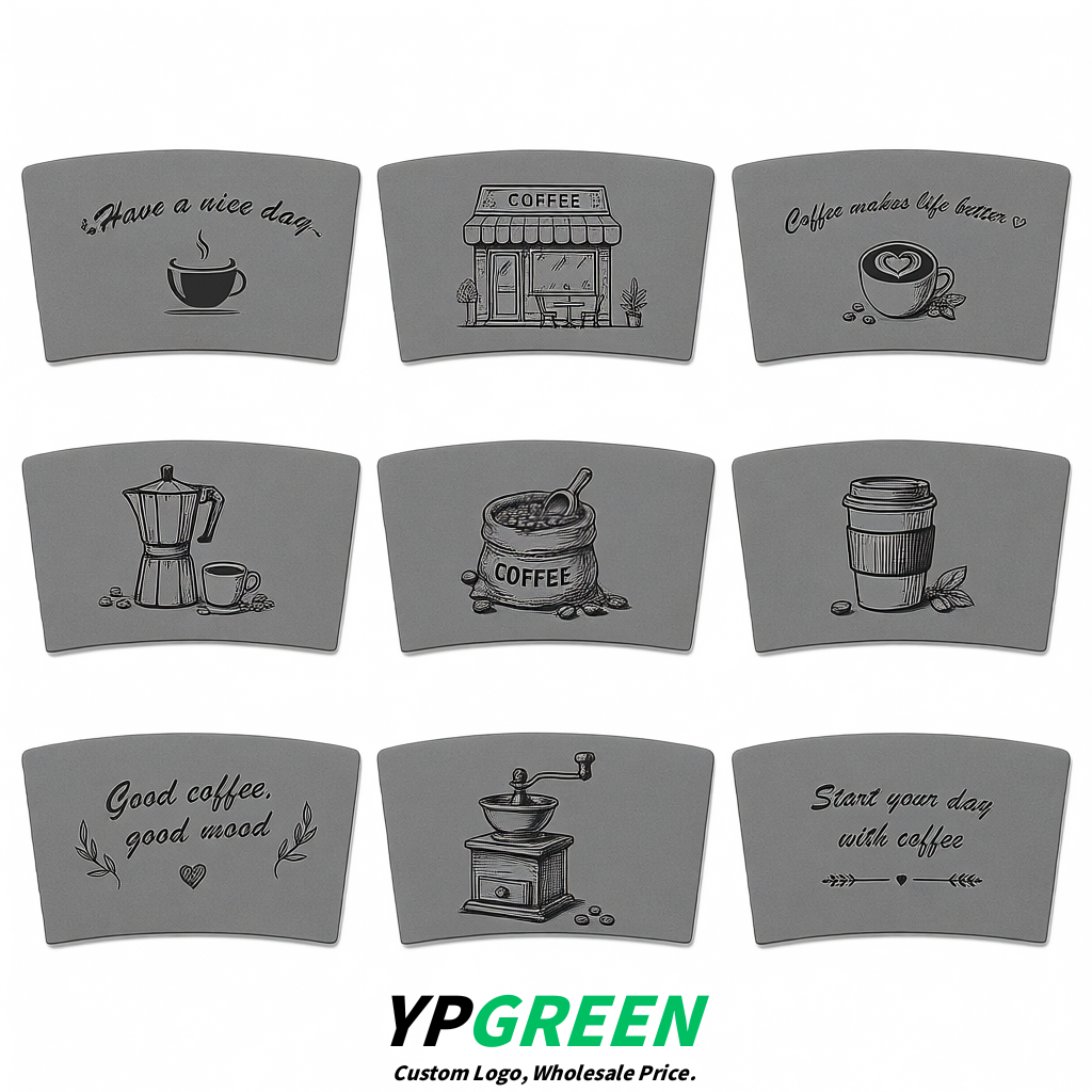 Gray Kraft Paper Coffee Cup Sleeves For 10, 12, 16, 20 oz Paper & Plastic Cups Factory