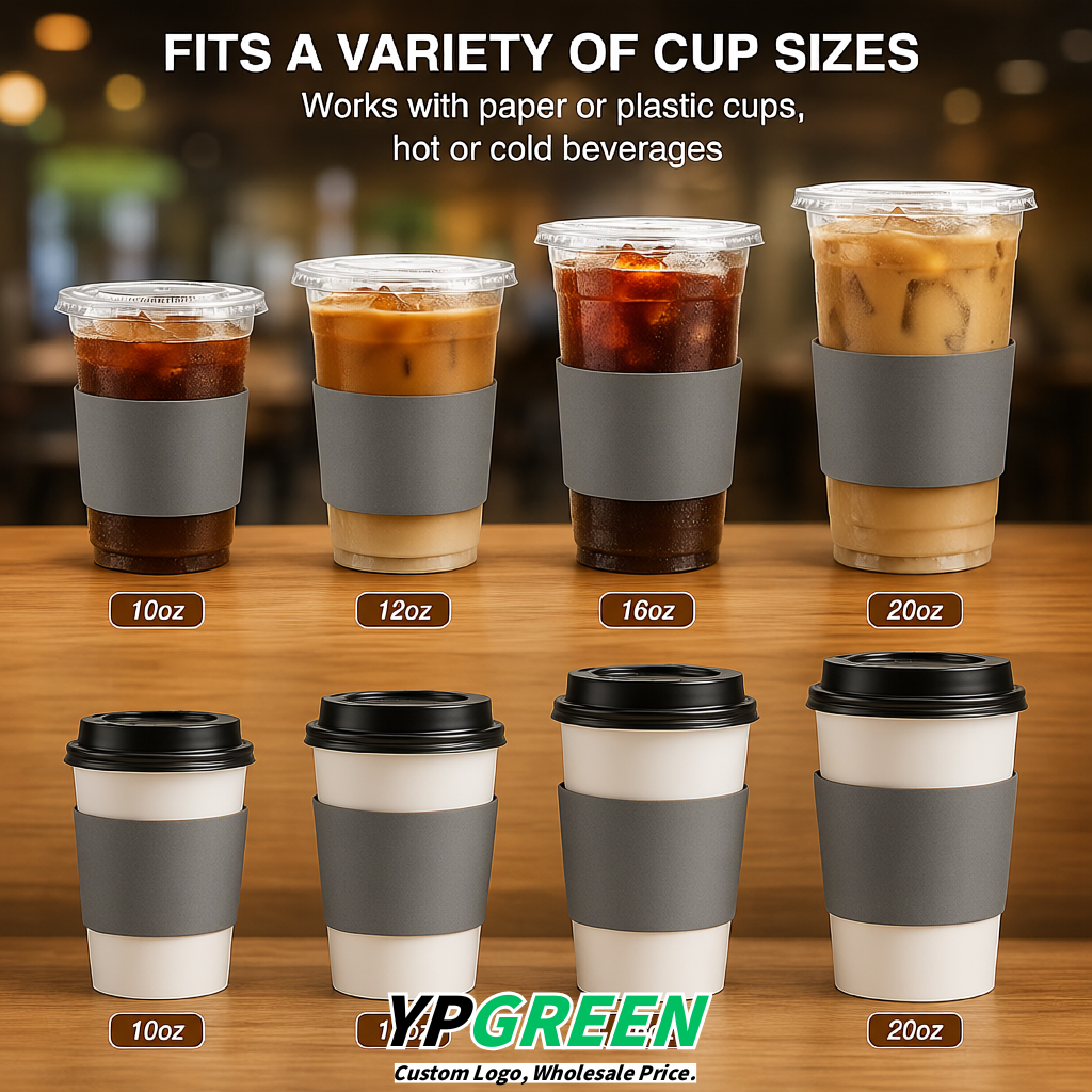 Gray Kraft Paper Coffee Cup Sleeves For 10, 12, 16, 20 oz Paper & Plastic Cups Factory