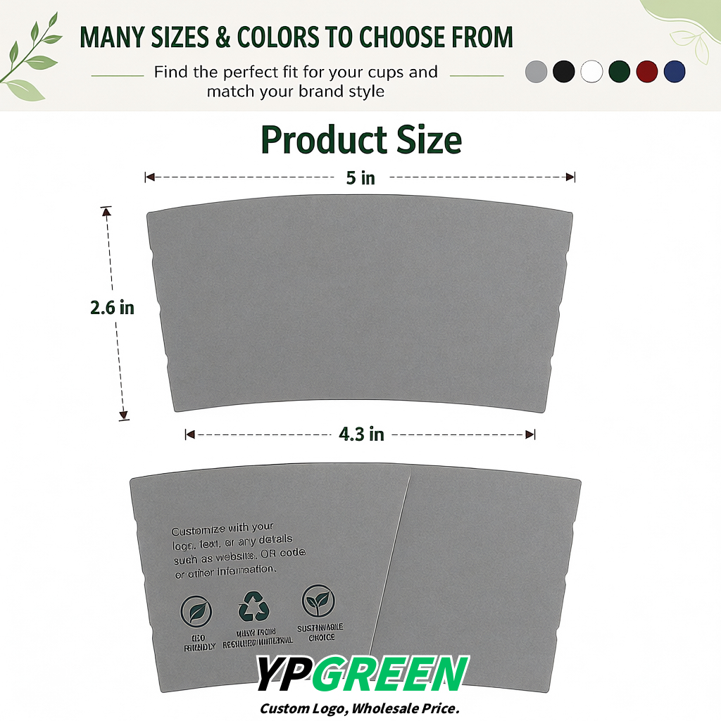 Gray Kraft Paper Coffee Cup Sleeves For 10, 12, 16, 20 oz Paper & Plastic Cups Factory