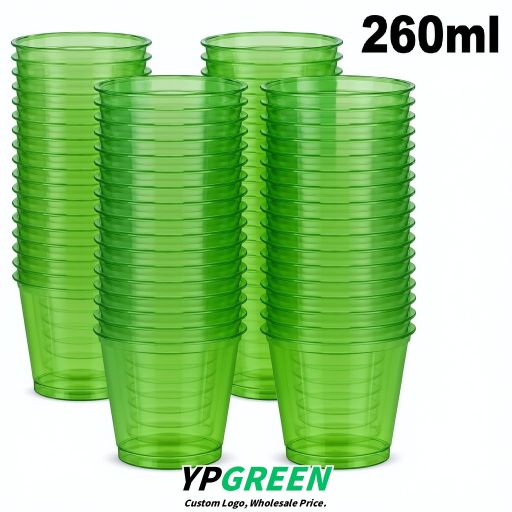Green Iced Latte Plastic Cup 260ml Disposable Clear Cup 9.2×5.5×7.1cm