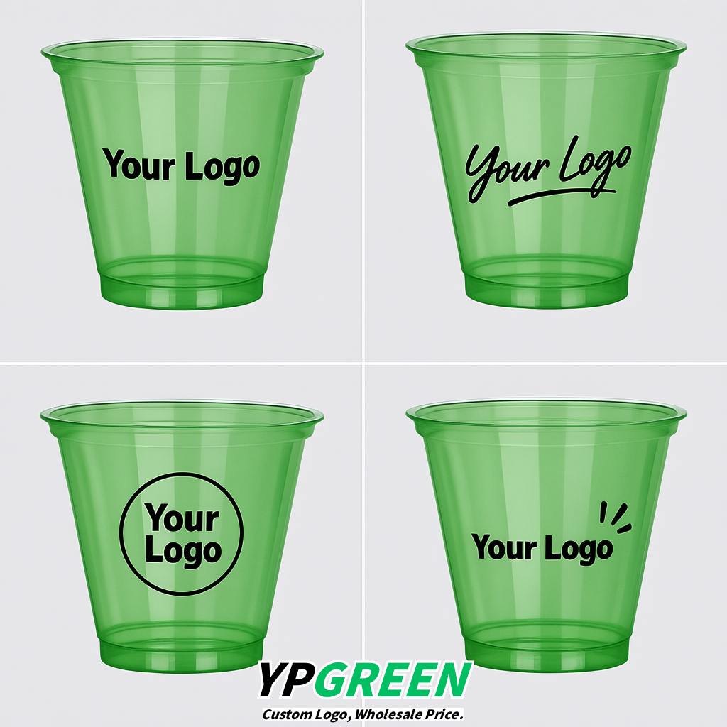 Green Iced Latte Plastic Cup 260ml Disposable Clear Cup 9.2×5.5×7.1cm