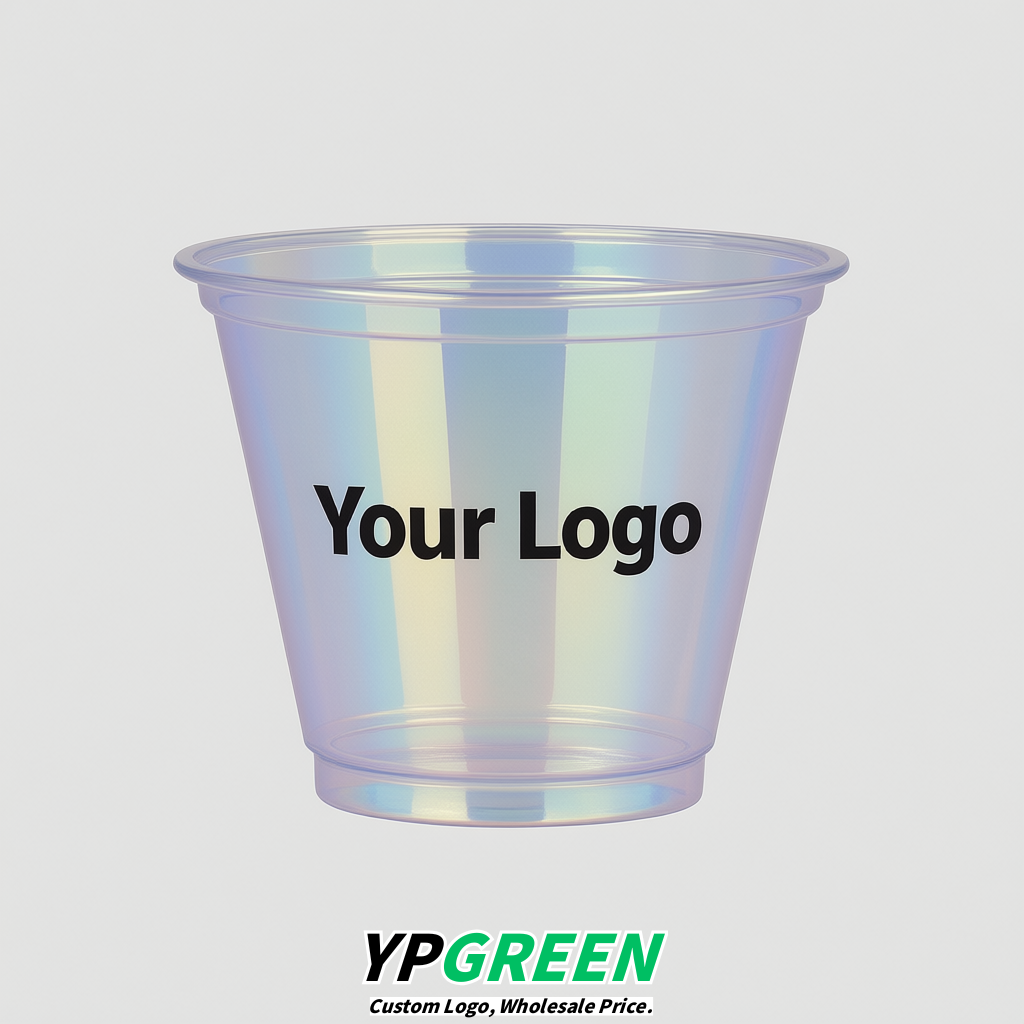 Holographic Iced Latte Plastic Cup 260ml Disposable Clear Cup 9.2×5.5×7.1cm