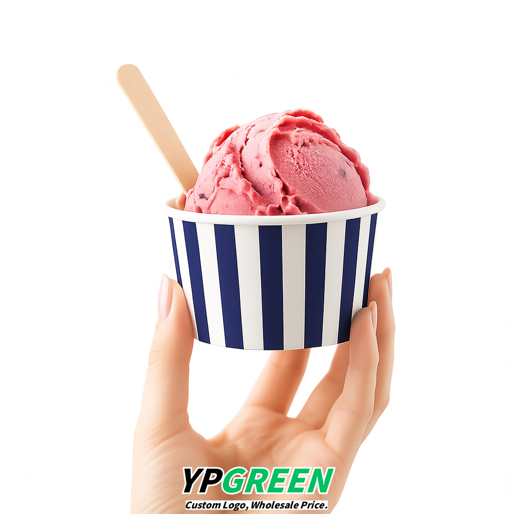 Indigo Paper Gelato Takeaway Cup 2-10oz Disposable Ice Cream Bowls with Lids Factory