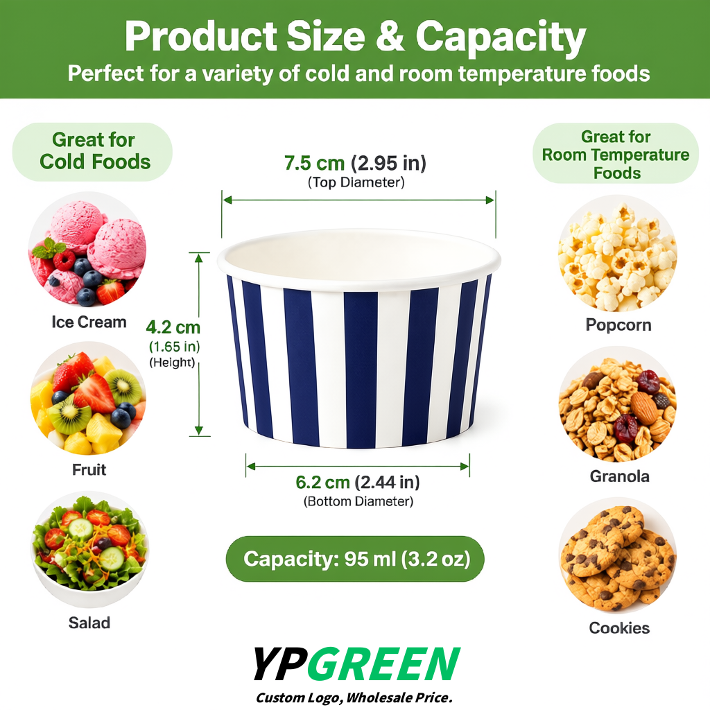 Indigo Paper Gelato Takeaway Cup 2-10oz Disposable Ice Cream Bowls with Lids Factory