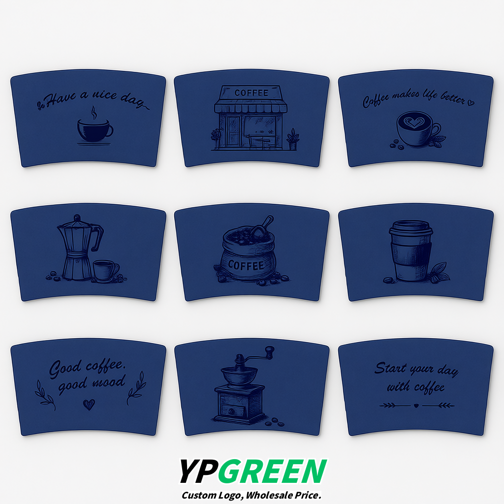 Indigo Kraft Paper Coffee Cup Sleeves For 10, 12, 16, 20 oz Paper & Plastic Cups Factory