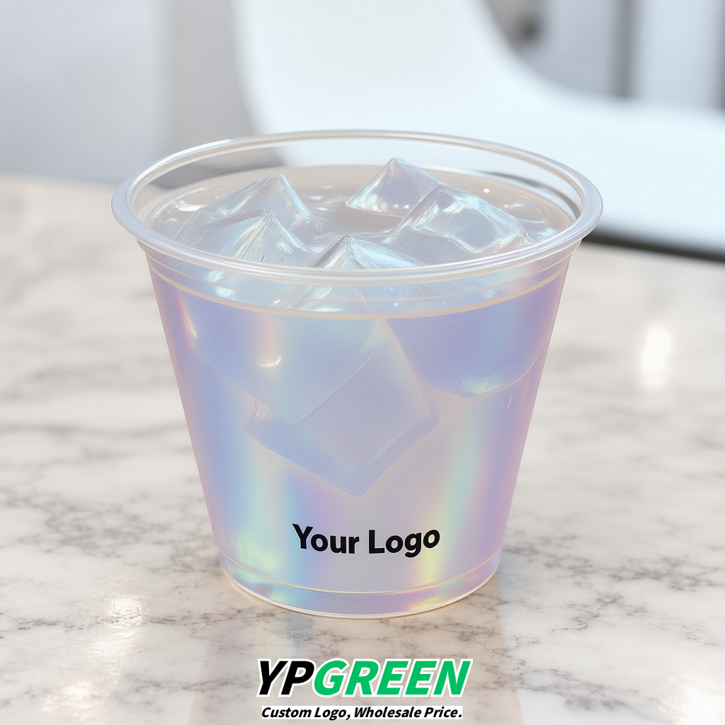 Iridescent Iced Latte Plastic Cup 260ml Disposable Clear Cup 9.2×5.5×7.1cm