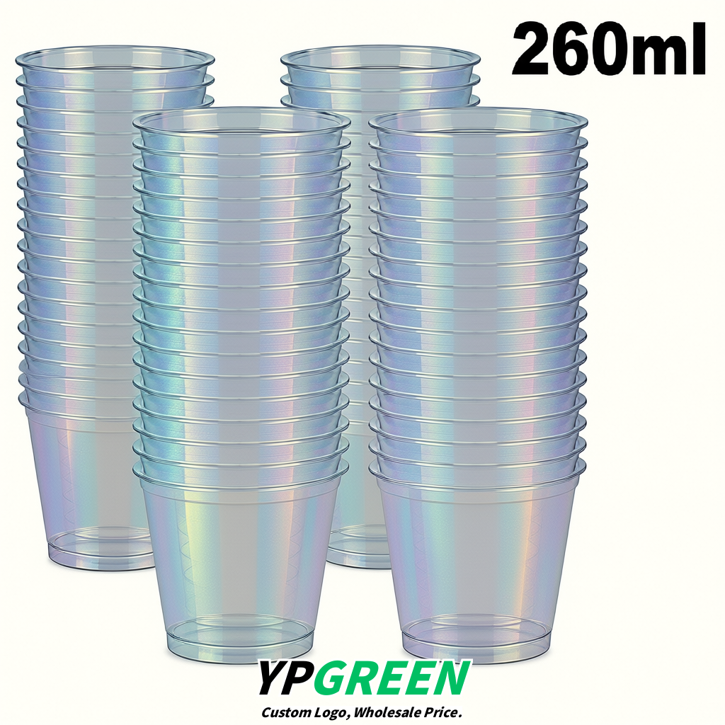 Iridescent Iced Latte Plastic Cup 260ml Disposable Clear Cup 9.2×5.5×7.1cm