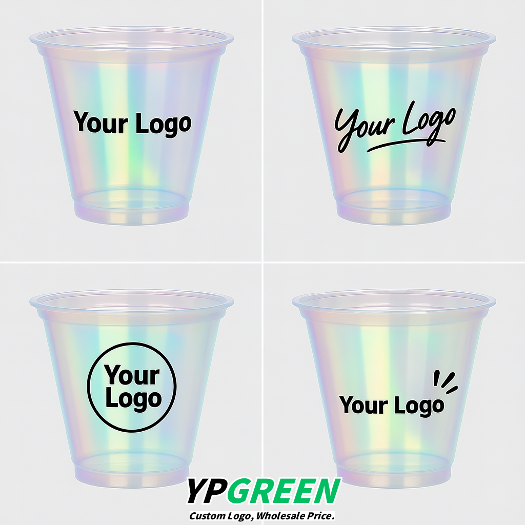 Iridescent Iced Latte Plastic Cup 260ml Disposable Clear Cup 9.2×5.5×7.1cm