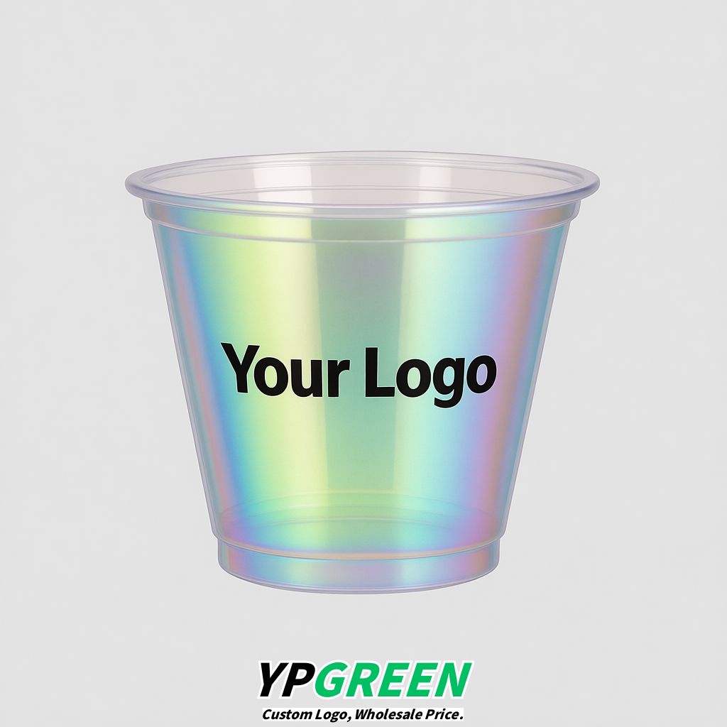 Iridescent Iced Latte Plastic Cup 260ml Disposable Clear Cup 9.2×5.5×7.1cm