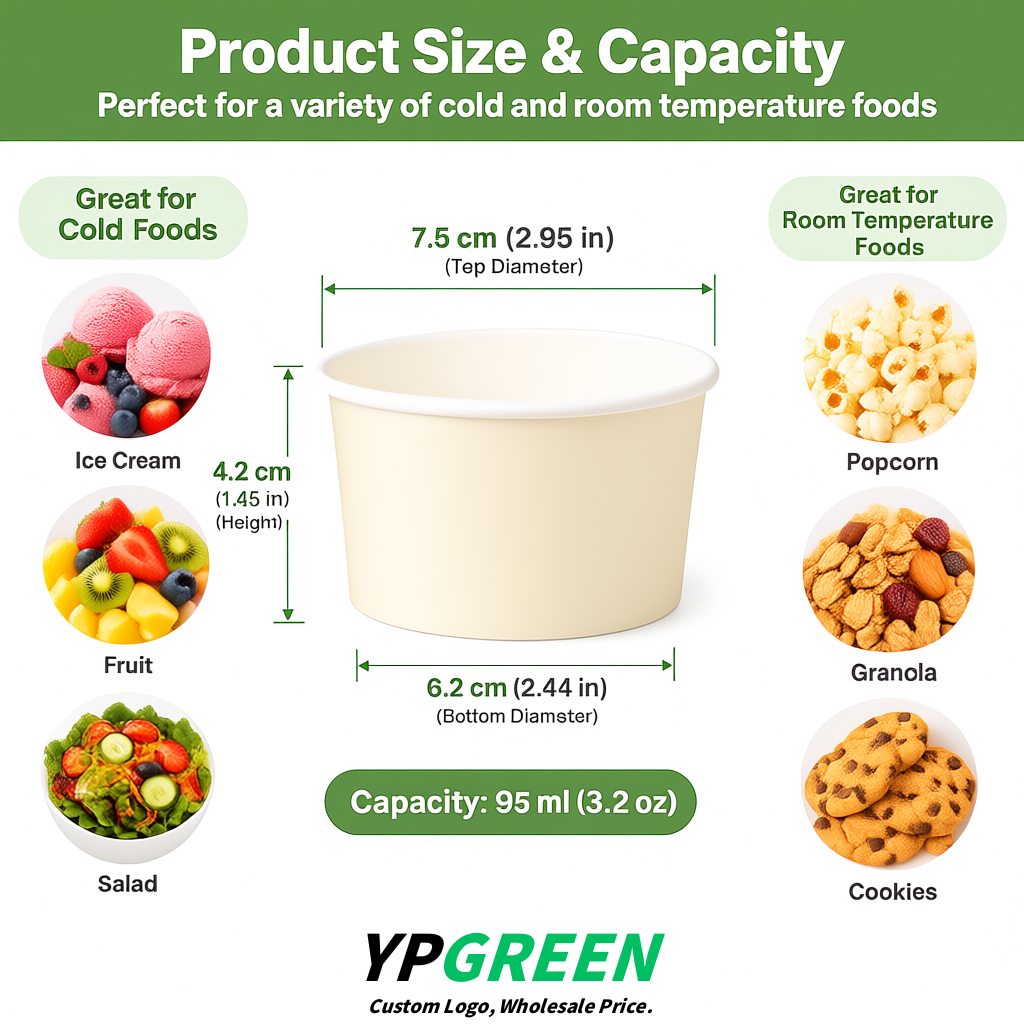 Ivory Paper Gelato Takeaway Cup 2-10oz Disposable Ice Cream Bowls with Lids Factory Ivory Paper Gelato Takeaway Cup 2-10oz Disposable Ice Cream Bowls with Lids Factory
