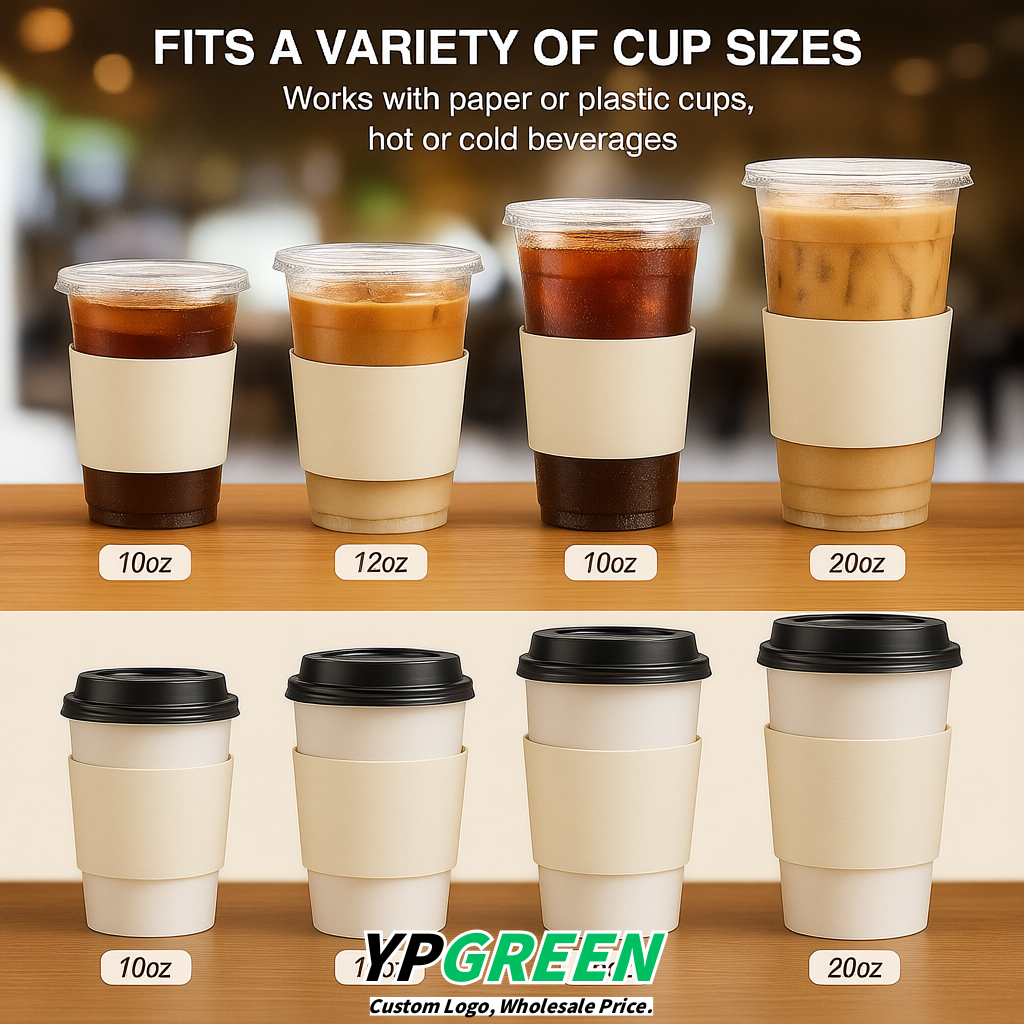 Ivory Kraft Paper Coffee Cup Sleeves For 10, 12, 16, 20 oz Paper & Plastic Cups Factory