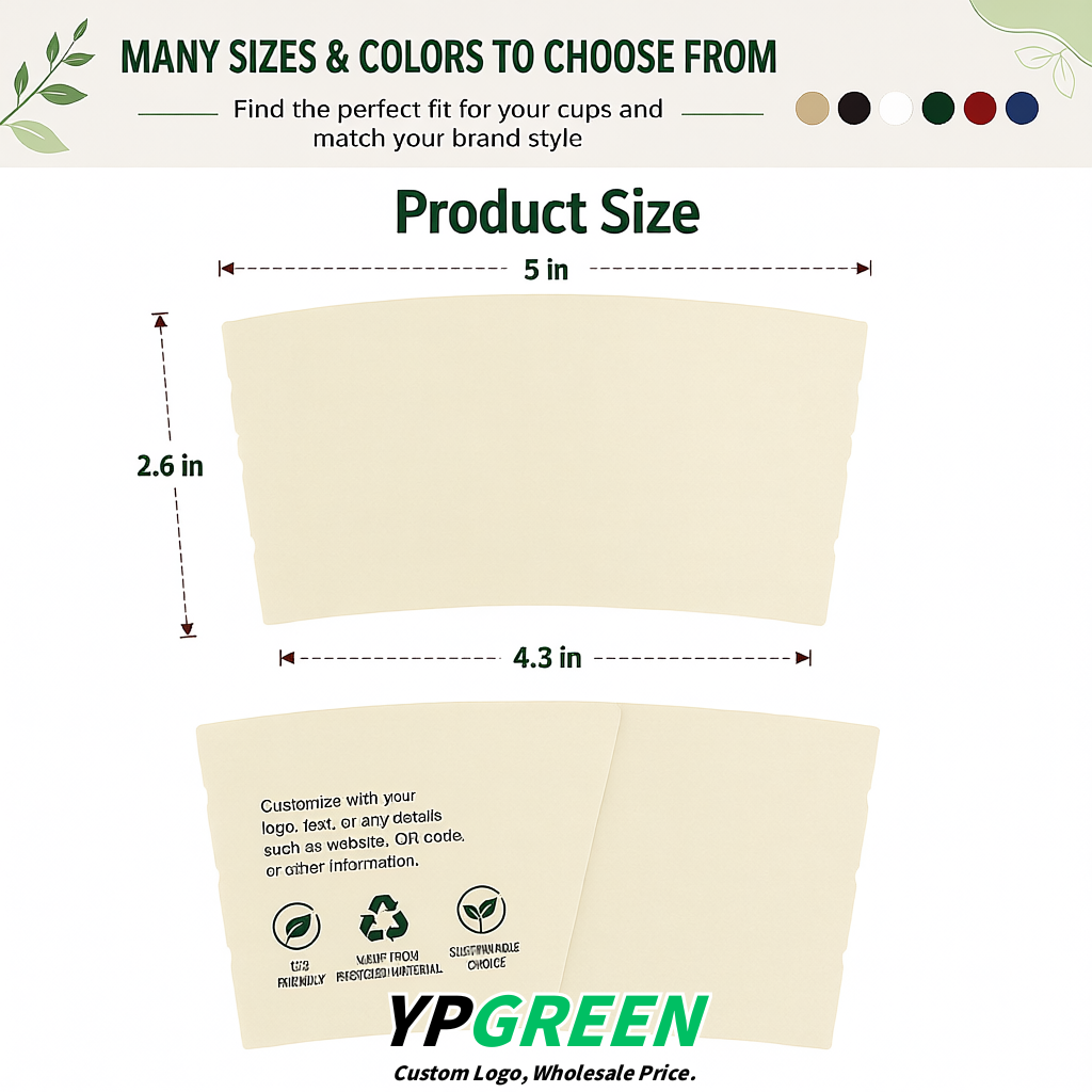 Ivory Kraft Paper Coffee Cup Sleeves For 10, 12, 16, 20 oz Paper & Plastic Cups Factory