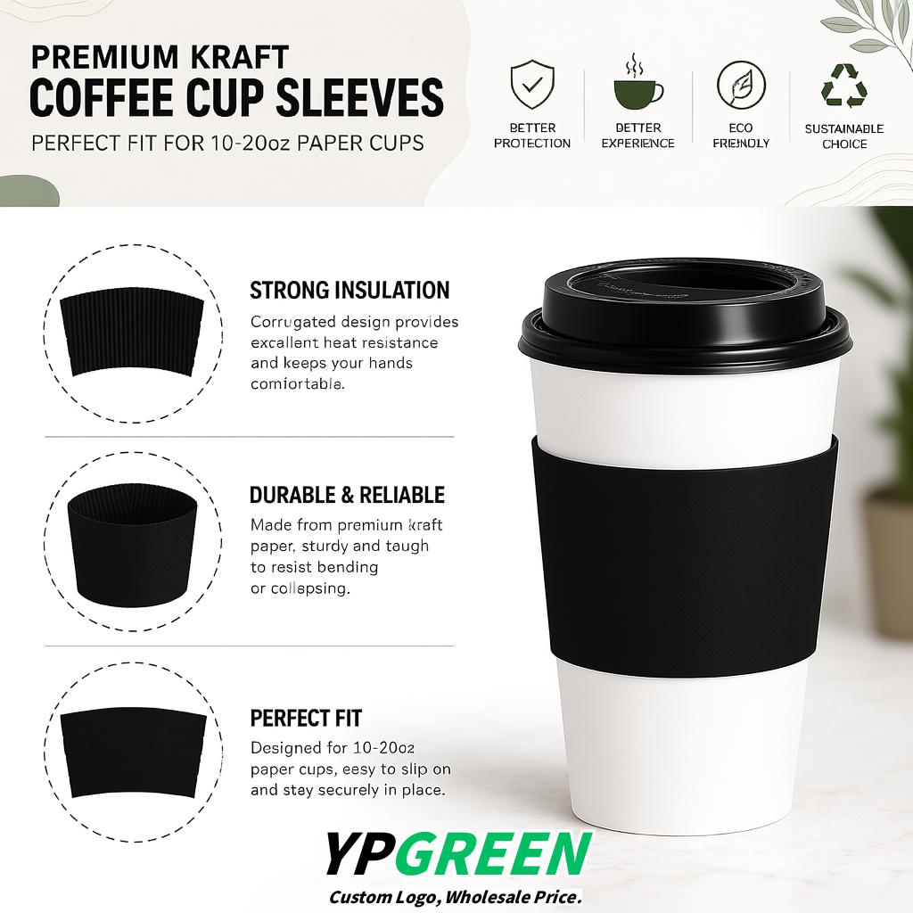 Jet Black Kraft Paper Coffee Cup Sleeves For 10, 12, 16, 20 oz Paper & Plastic Cups Factory Jet Black Kraft Paper Coffee Cup Sleeves For 10, 12, 16, 20 oz Paper & Plastic Cups Factory