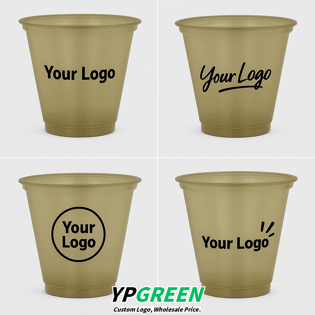 Khaki Iced Latte Plastic Cup 260ml Disposable Clear Cup 9.2×5.5×7.1cm