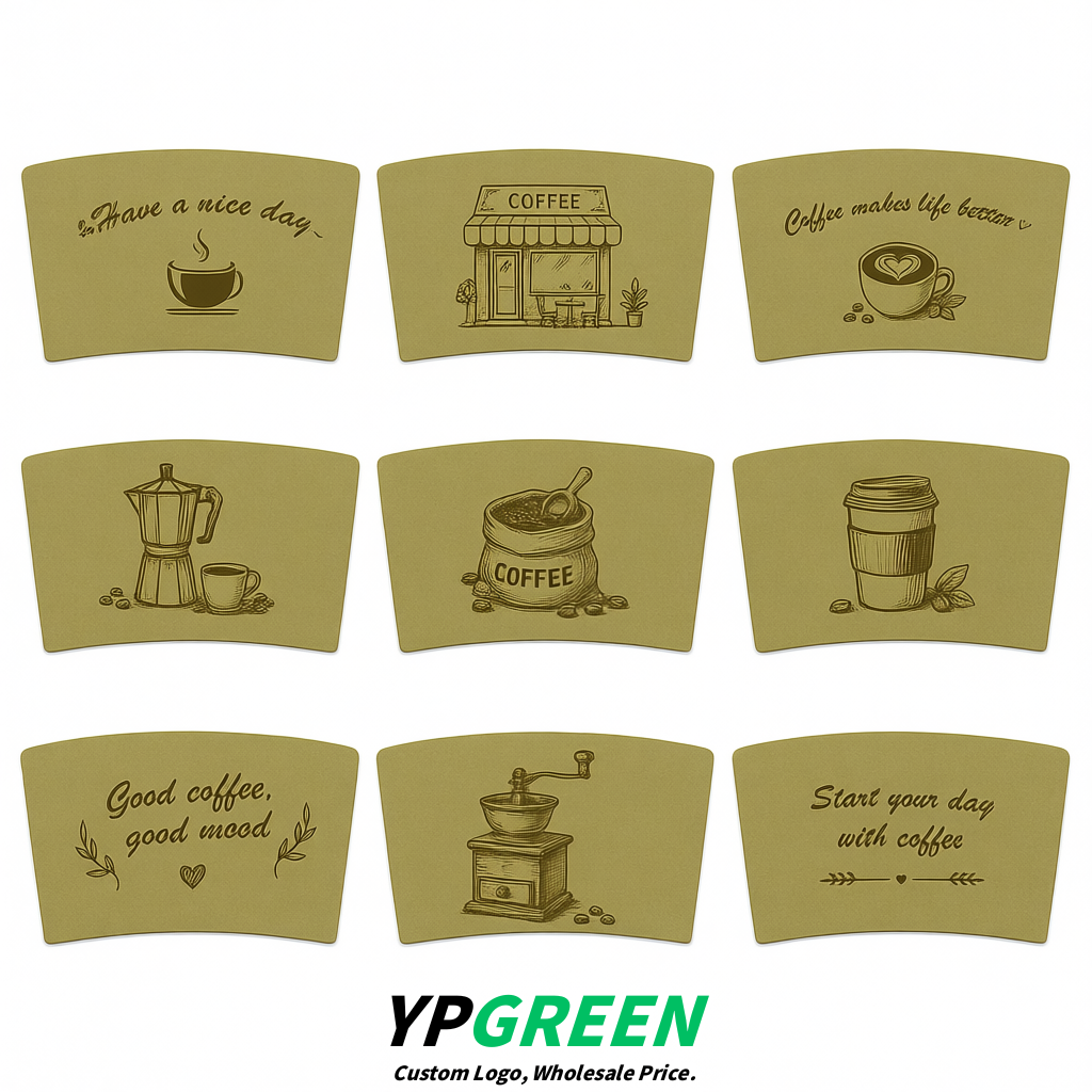 Khaki Kraft Paper Coffee Cup Sleeves For 10, 12, 16, 20 oz Paper & Plastic Cups Factory
