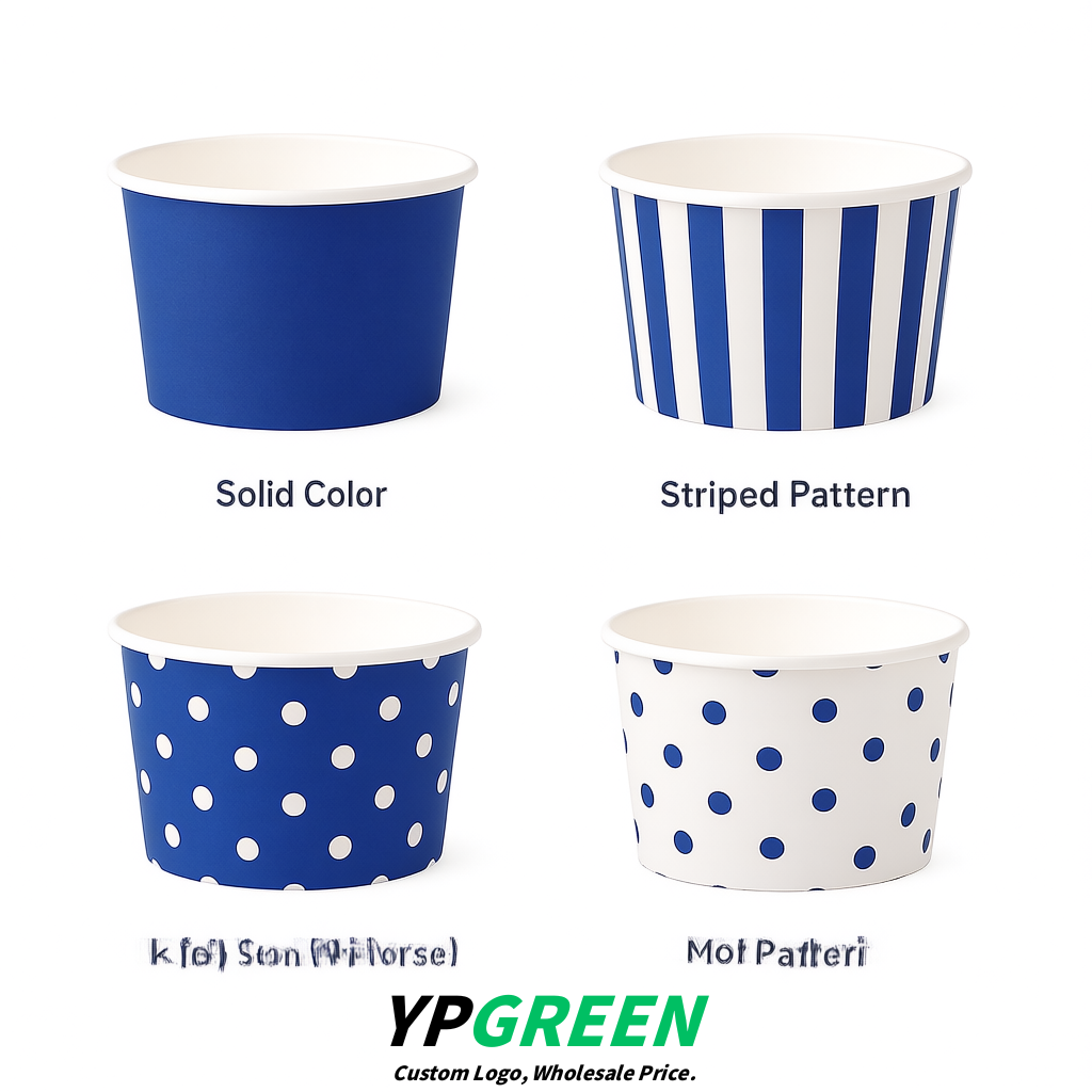 Klein Blue Paper Gelato Takeaway Cup 2-10oz Disposable Ice Cream Bowls with Lids Factory