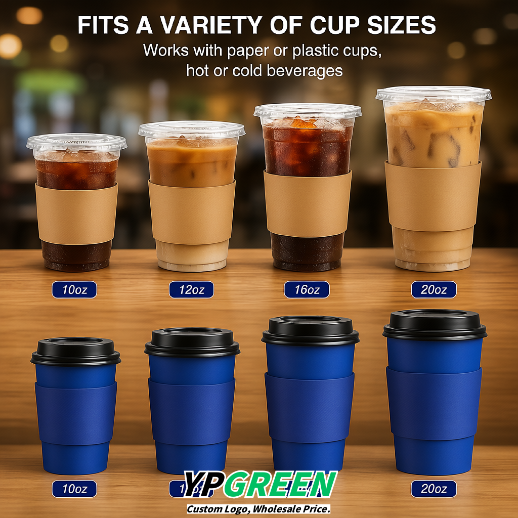 Klein Blue Kraft Paper Coffee Cup Sleeves For 10, 12, 16, 20 oz Paper & Plastic Cups Factory