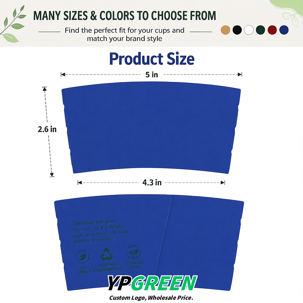 Klein Blue Kraft Paper Coffee Cup Sleeves For 10, 12, 16, 20 oz Paper & Plastic Cups Factory