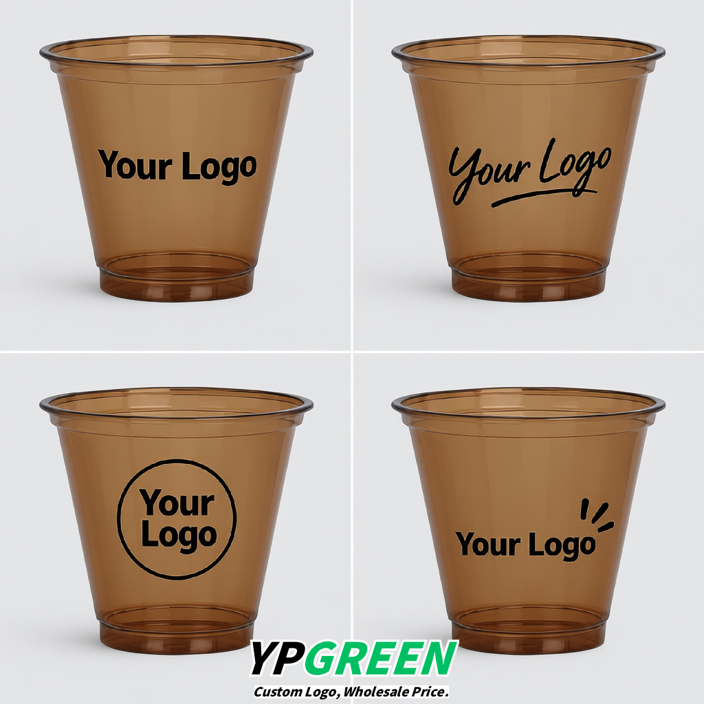 Kraft Brown Iced Latte Plastic Cup 260ml Disposable Clear Cup 9.2×5.5×7.1cm