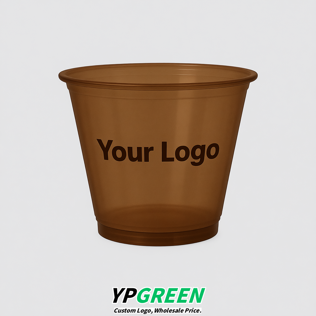 Kraft Brown Iced Latte Plastic Cup 260ml Disposable Clear Cup 9.2×5.5×7.1cm