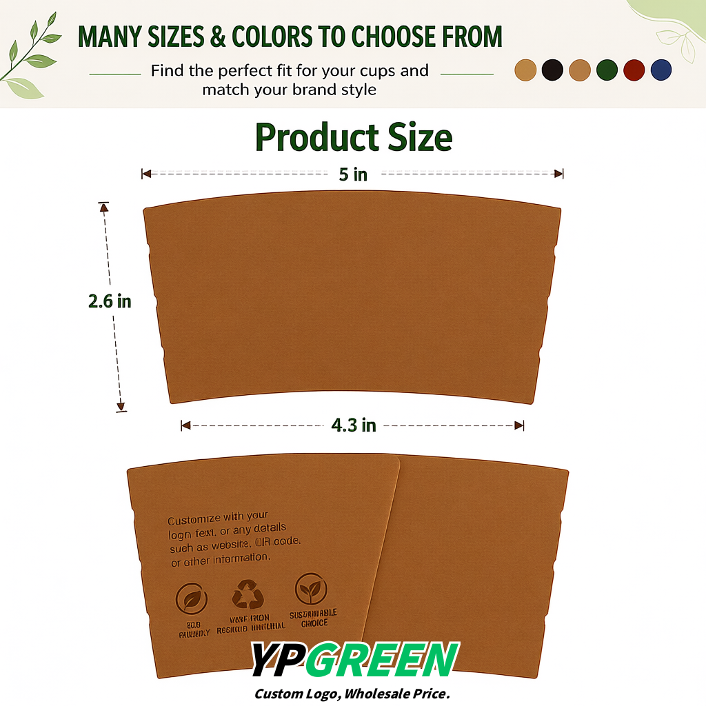 Kraft Brown Kraft Paper Coffee Cup Sleeves For 10, 12, 16, 20 oz Paper & Plastic Cups Factory
