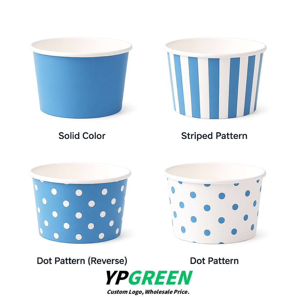 Lake Blue Paper Gelato Takeaway Cup 2-10oz Disposable Ice Cream Bowls with Lids Factory