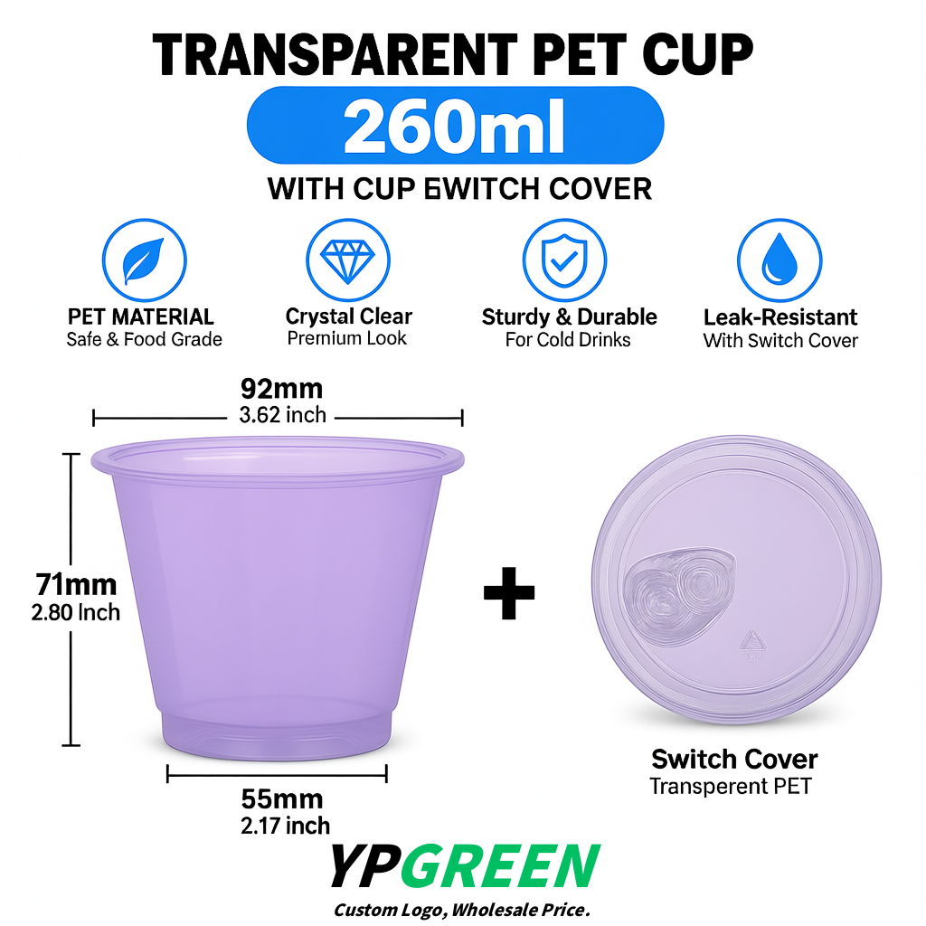 Lavender Iced Latte Plastic Cup 260ml Disposable Clear Cup 9.2×5.5×7.1cm