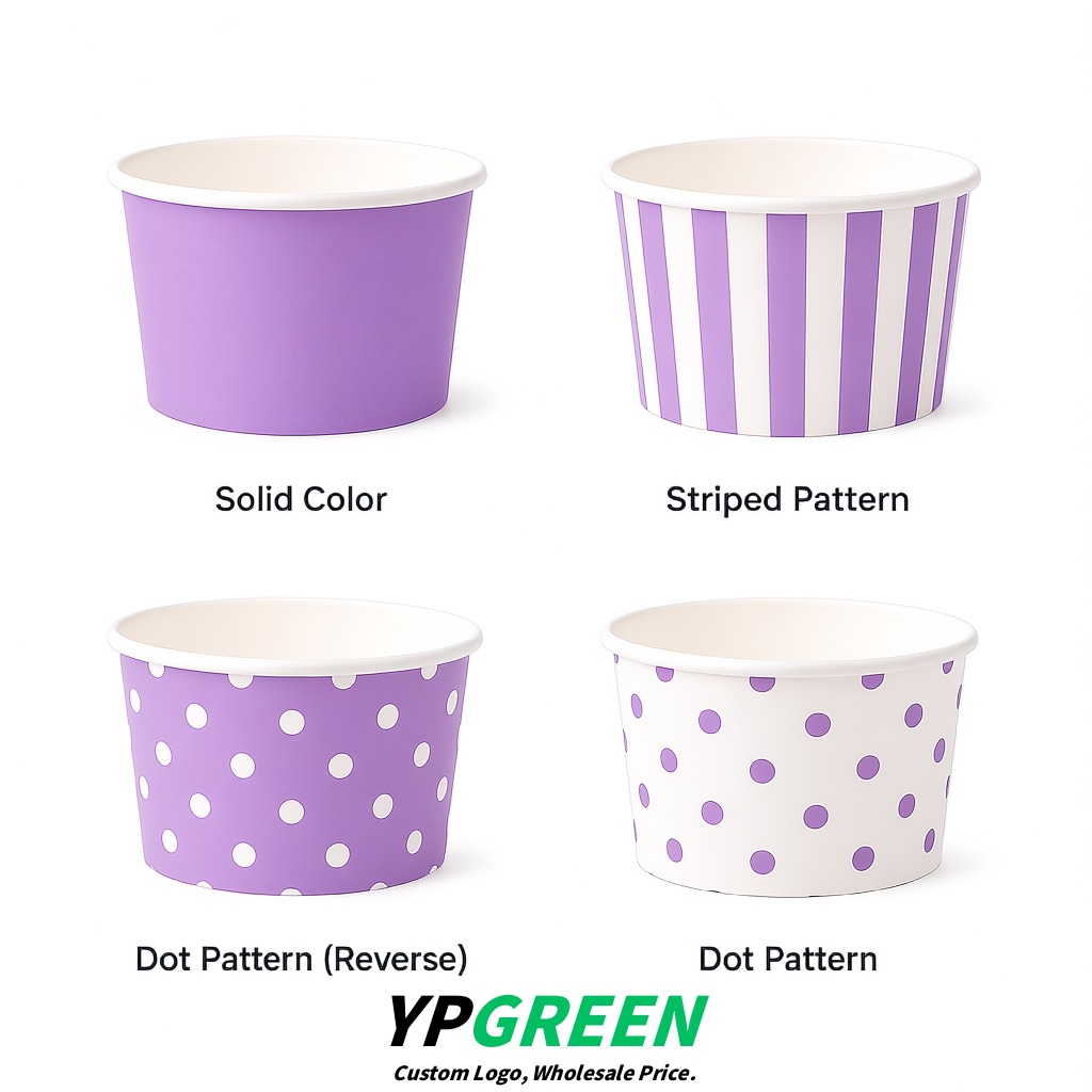 Lavender Paper Gelato Takeaway Cup 2-10oz Disposable Ice Cream Bowls with Lids Factory