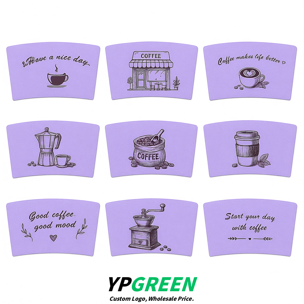 Lavender Kraft Paper Coffee Cup Sleeves For 10, 12, 16, 20 oz Paper & Plastic Cups Factory