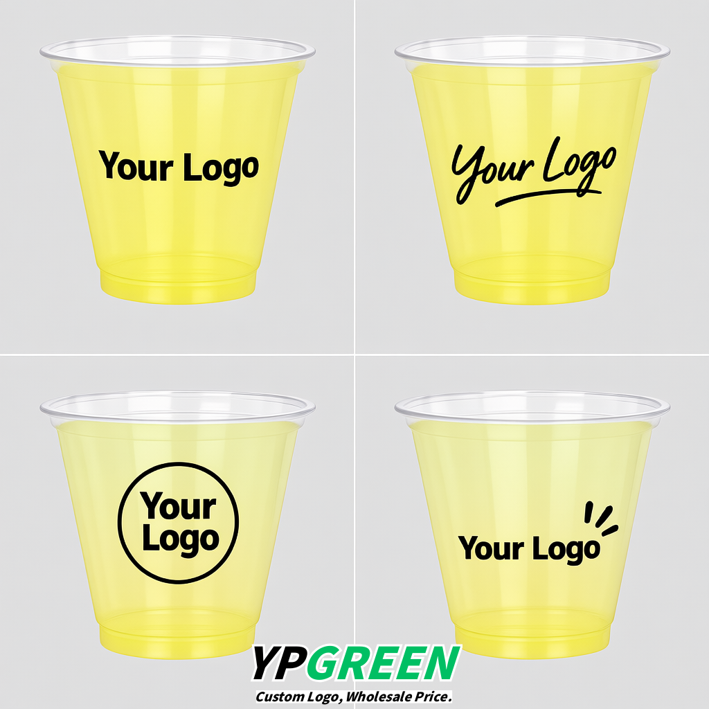 Lemon Yellow Iced Latte Plastic Cup 260ml Disposable Clear Cup 9.2×5.5×7.1cm
