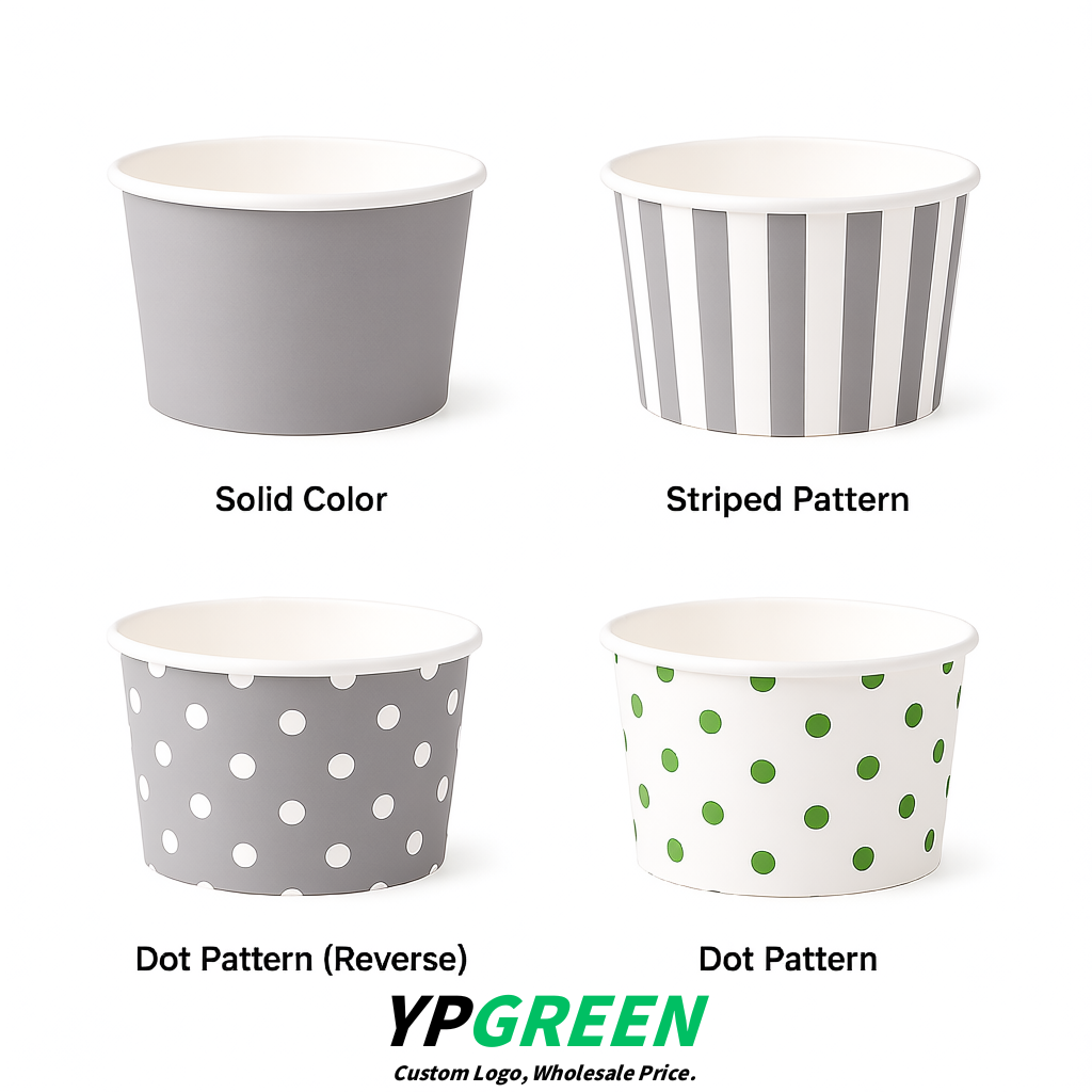 Light Slate Gray Paper Gelato Takeaway Cup 2-10oz Disposable Ice Cream Bowls with Lids Factory