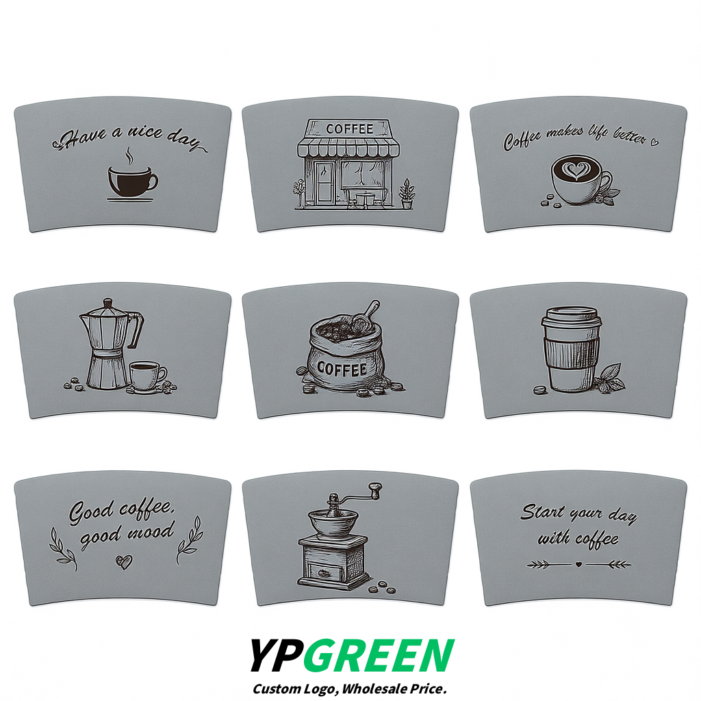 Light Slate Gray Kraft Paper Coffee Cup Sleeves For 10, 12, 16, 20 oz Paper & Plastic Cups Factory