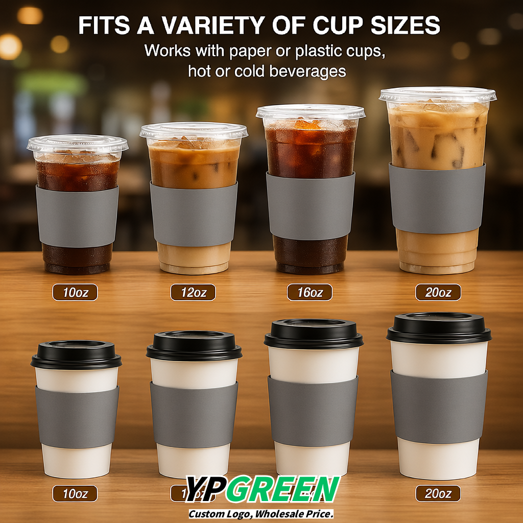 Light Slate Gray Kraft Paper Coffee Cup Sleeves For 10, 12, 16, 20 oz Paper & Plastic Cups Factory
