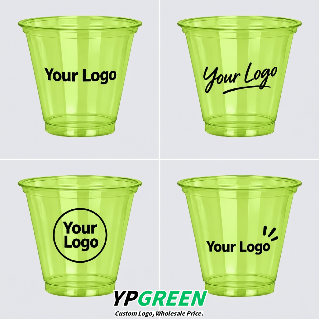 Lime Green Iced Latte Plastic Cup 260ml Disposable Clear Cup 9.2×5.5×7.1cm