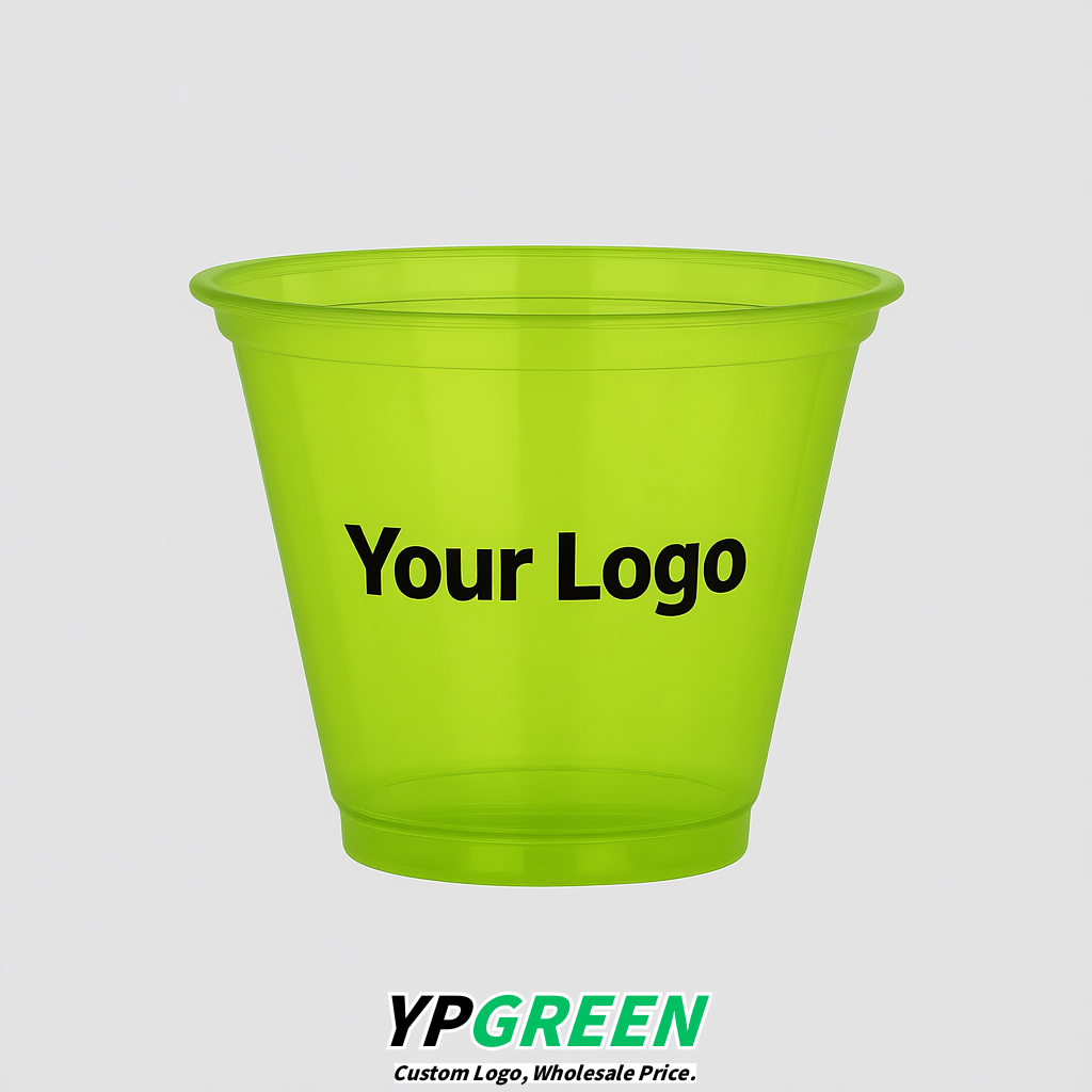 Lime Green Iced Latte Plastic Cup 260ml Disposable Clear Cup 9.2×5.5×7.1cm