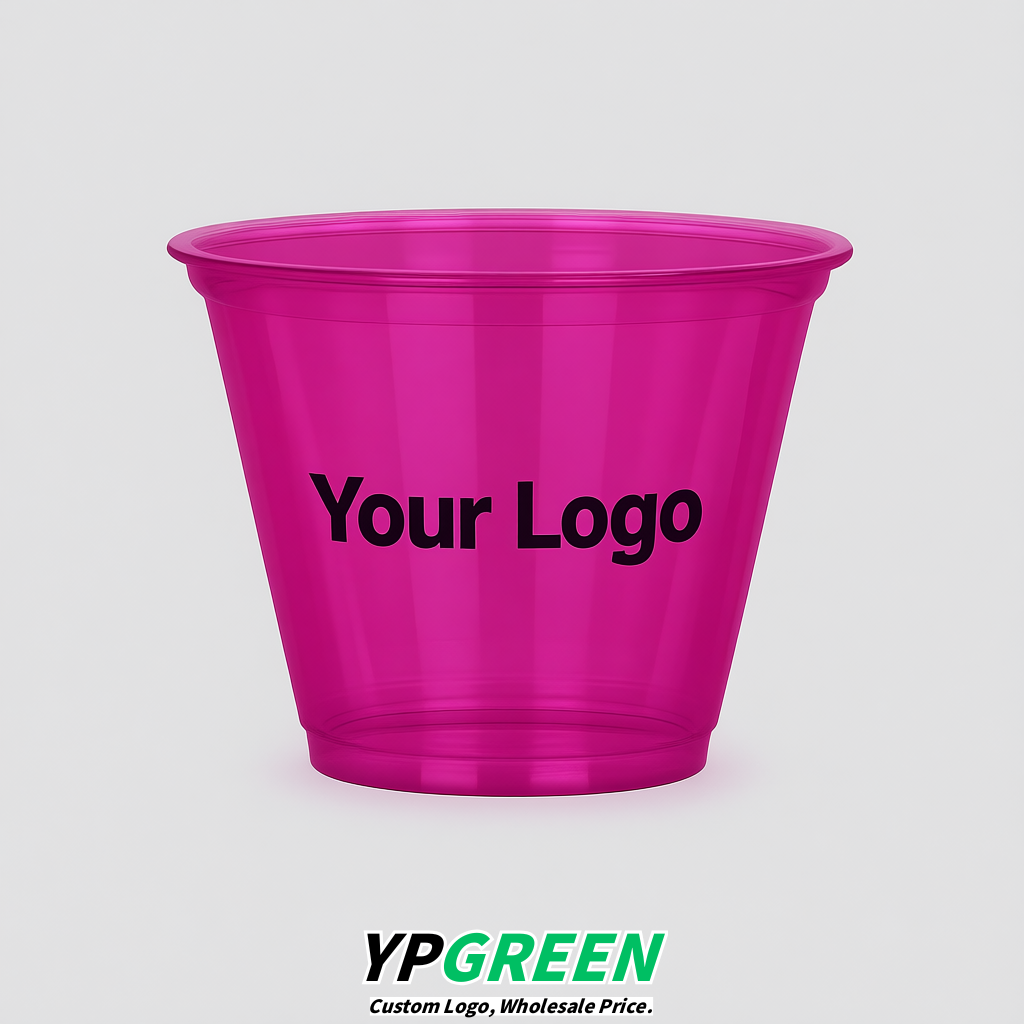 Magenta Iced Latte Plastic Cup 260ml Disposable Clear Cup 9.2×5.5×7.1cm