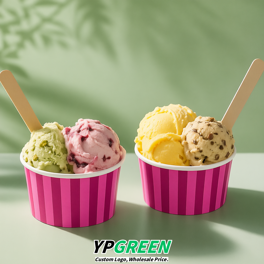 Magenta Paper Gelato Takeaway Cup 2-10oz Disposable Ice Cream Bowls with Lids Factory