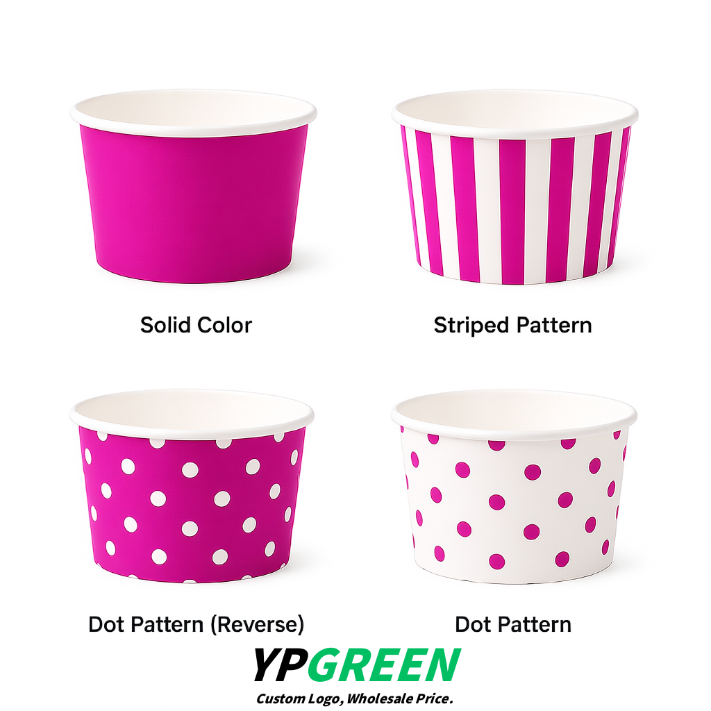 Magenta Paper Gelato Takeaway Cup 2-10oz Disposable Ice Cream Bowls with Lids Factory