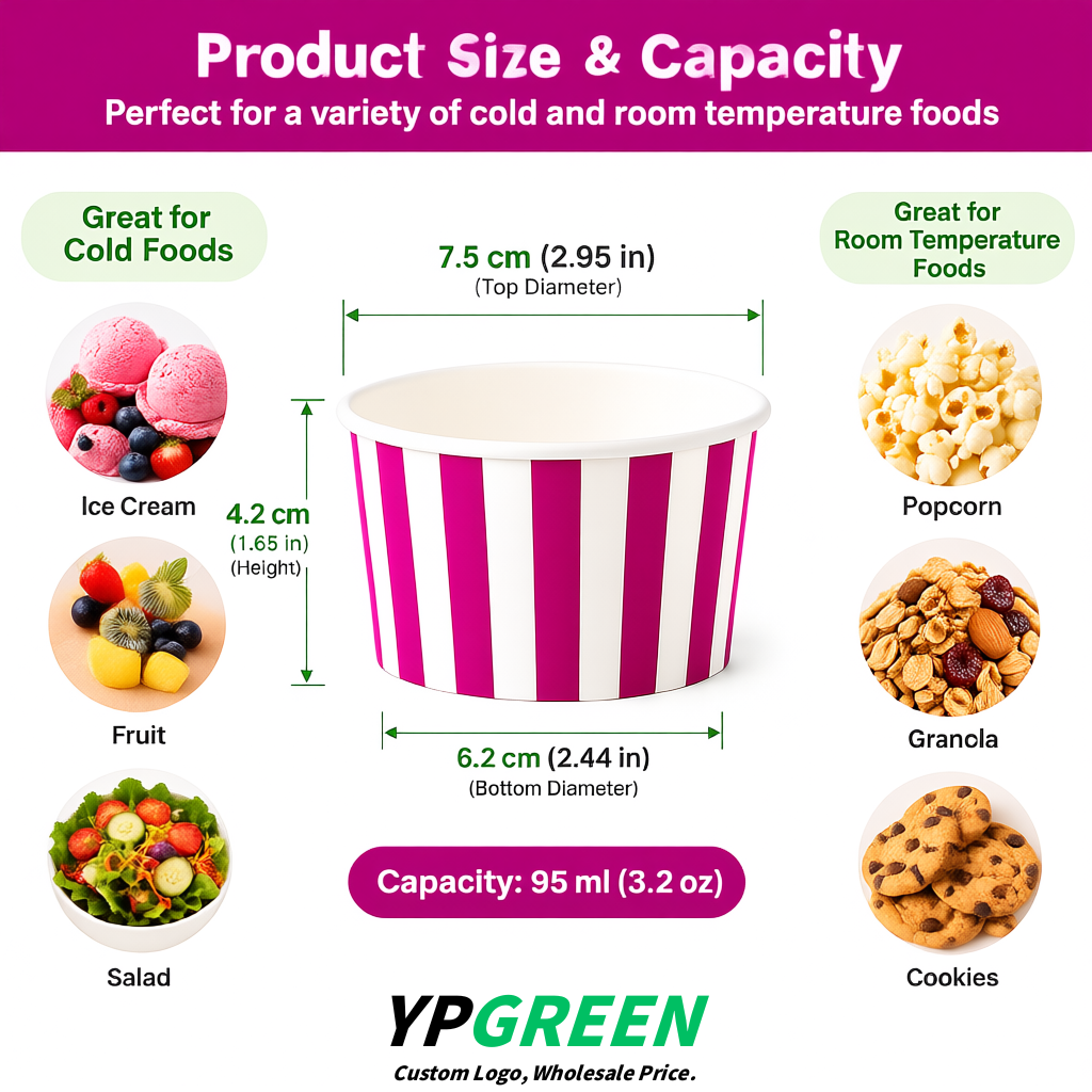 Magenta Paper Gelato Takeaway Cup 2-10oz Disposable Ice Cream Bowls with Lids Factory