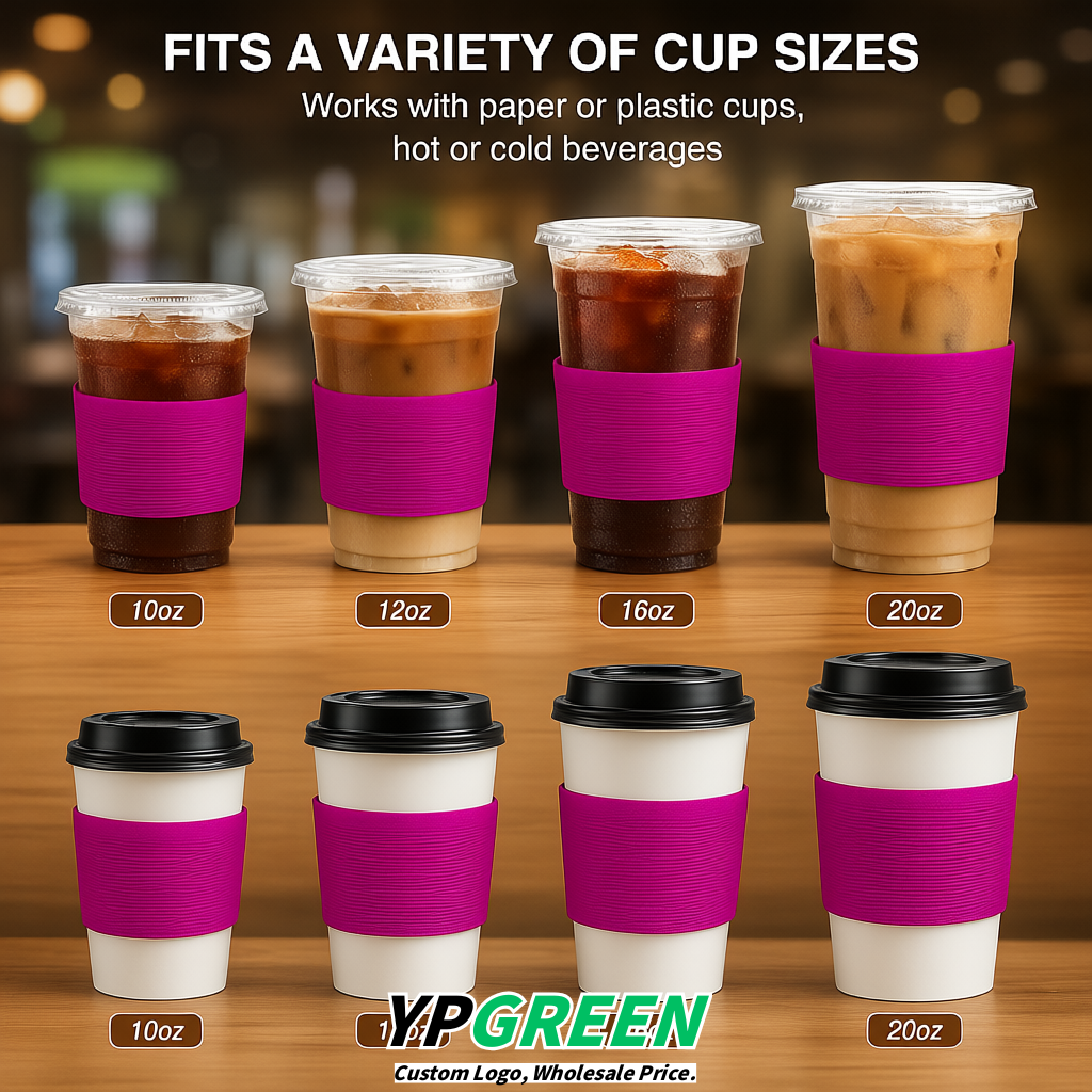 Magenta Kraft Paper Coffee Cup Sleeves For 10, 12, 16, 20 oz Paper & Plastic Cups Factory