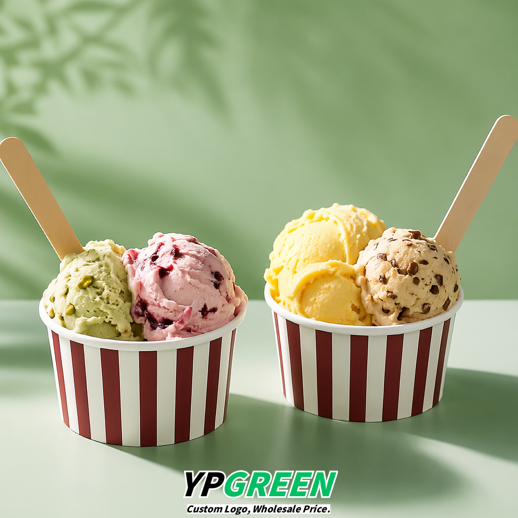 Maroon Paper Gelato Takeaway Cup 2-10oz Disposable Ice Cream Bowls with Lids Factory